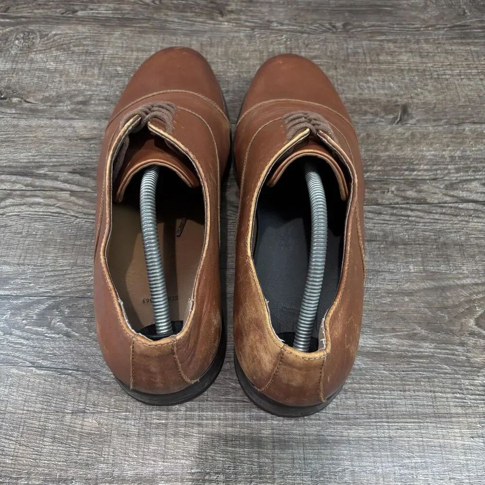 Frye Scott Cap Toe Oxford Dress Shoes Men's 11 D Brown Cognac Leather Lace Up